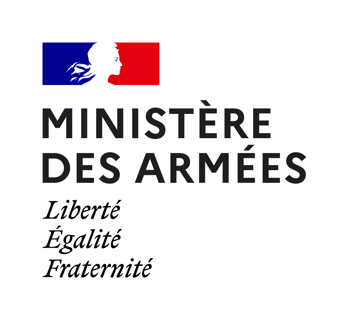 logo ministère des armées avec la devis française liberté égalité fraternité